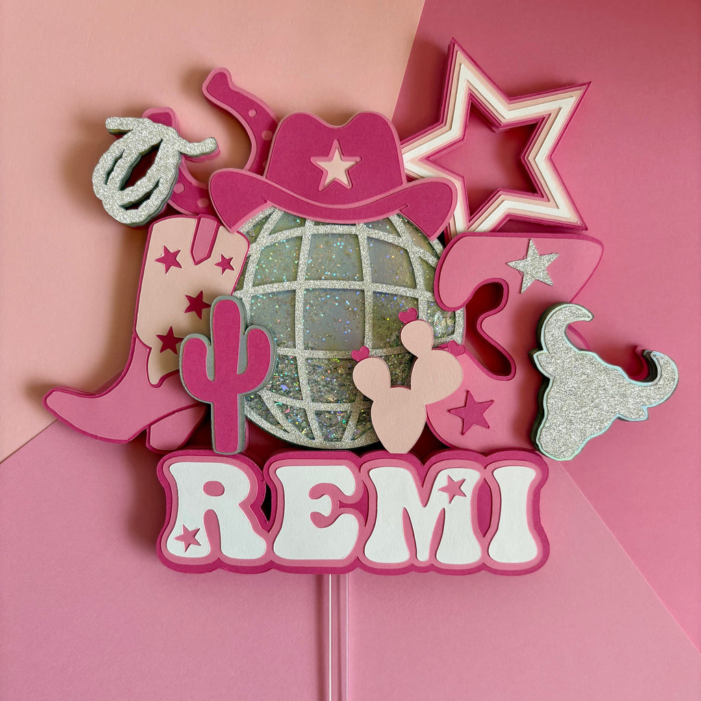 Disco Cowgirl Cake Topper