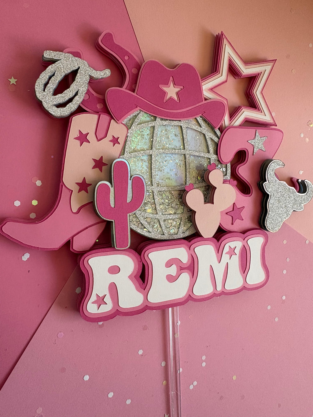 Disco Cowgirl Cake Topper